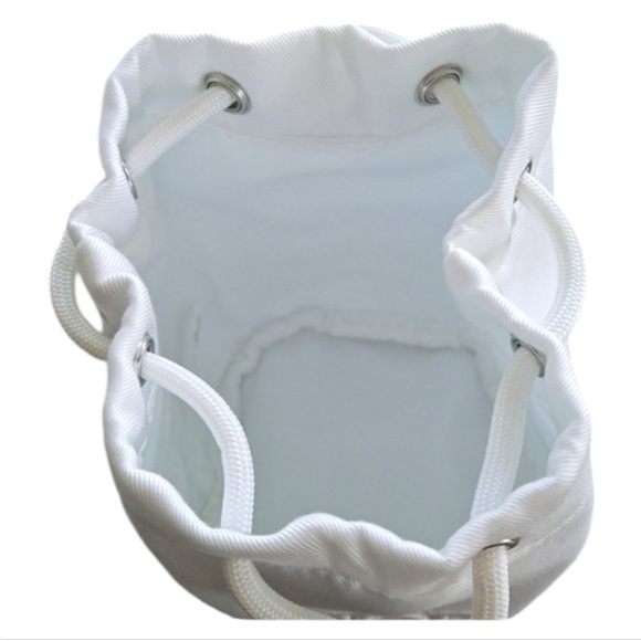 DIOR White Canvas Bucket Pouch Beauty Embroidered DIOR Logo & Box! - Picture 11 of 15